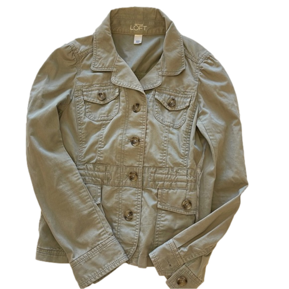 ANN Taylor Loft Khaki Cargo Jacket Size 00P